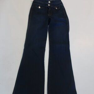 Womens Black Orchid Dark Blue Denim Flare Leg Jeans 24
